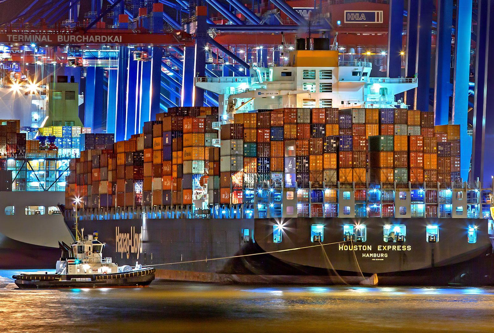 Shipping containers being loaded